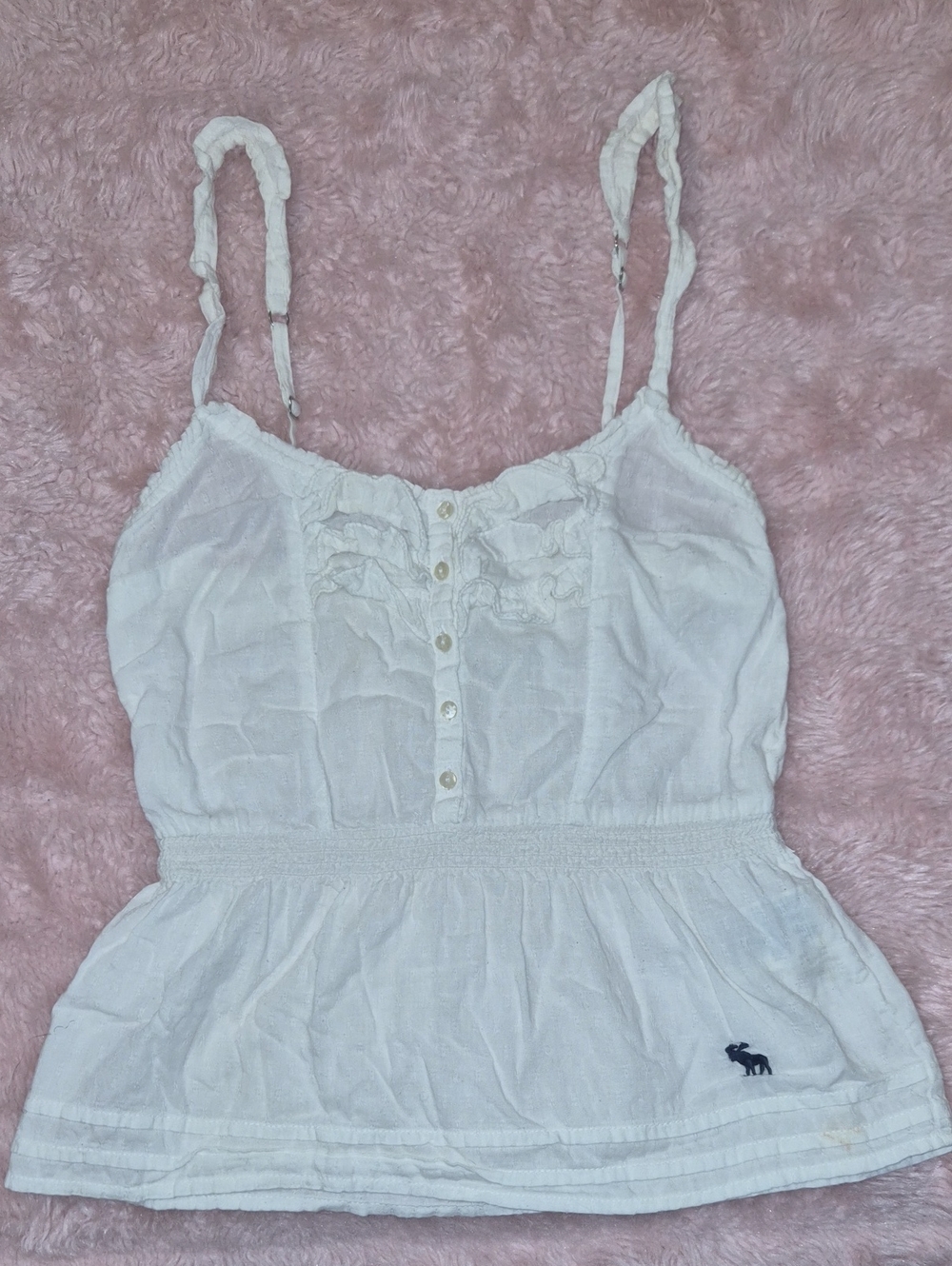 abercrombie kids White Ruffled Button-Front Camisole Top
